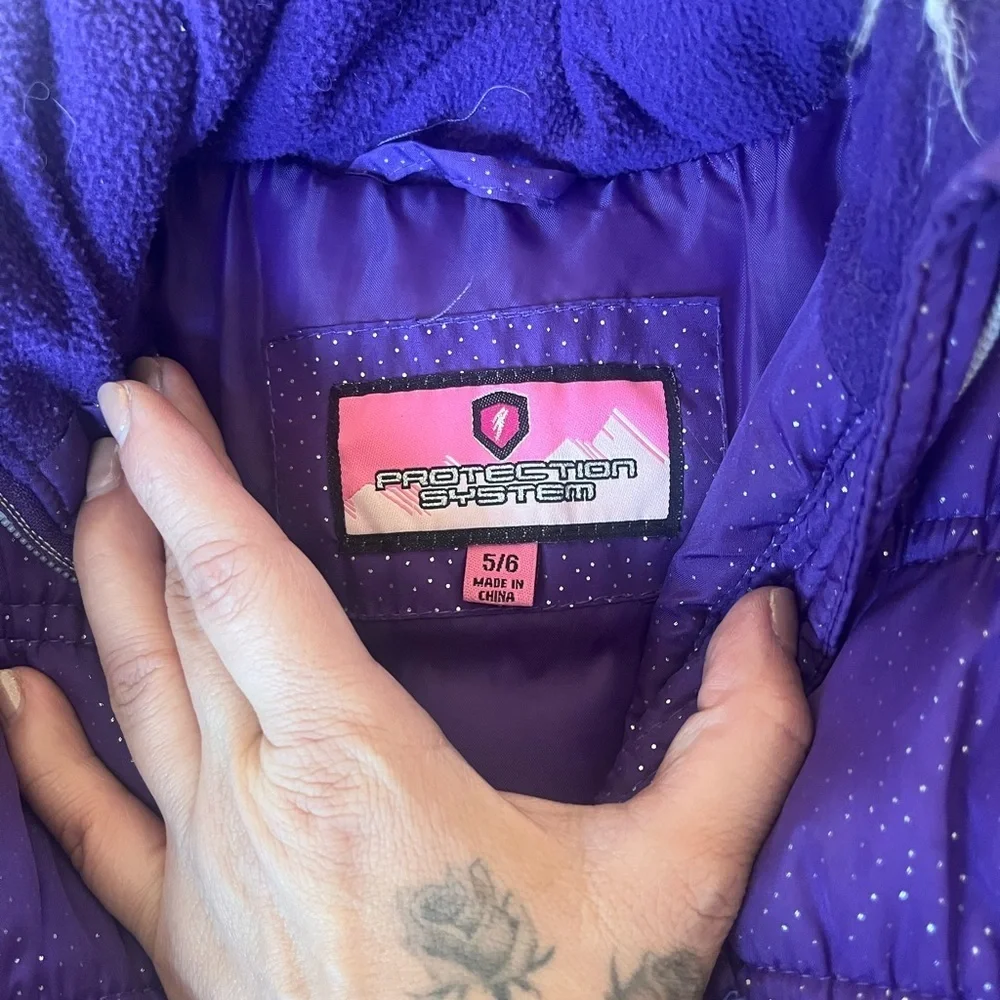 Purple Hooded Puffer Jacket